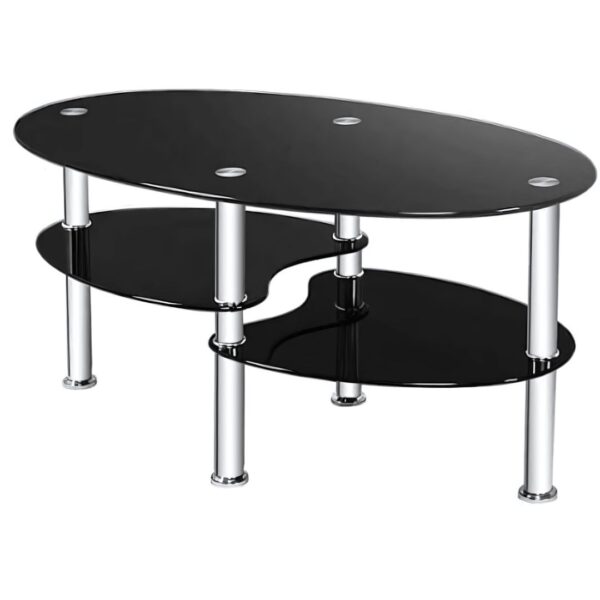 Orinova Oval 3-Layer Glass Coffee Table