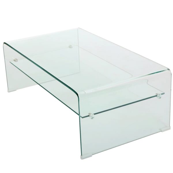 Orinova Tempered Glass Coffee Table with Storage Shelf